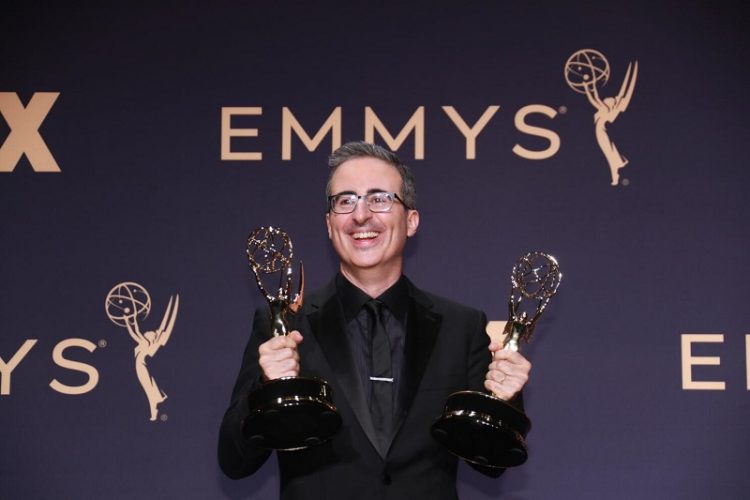 John Oliver from ÒLast Week Tonight with John Oliver,Ó winner of the Emmy for Outstanding Variety Talk Series in the General Photo Room at the 71st Primetime Emmy Awards at the Microsoft TheaterÊin Los Angeles, CA. (Allen J. Schaben / Los Angeles Times)